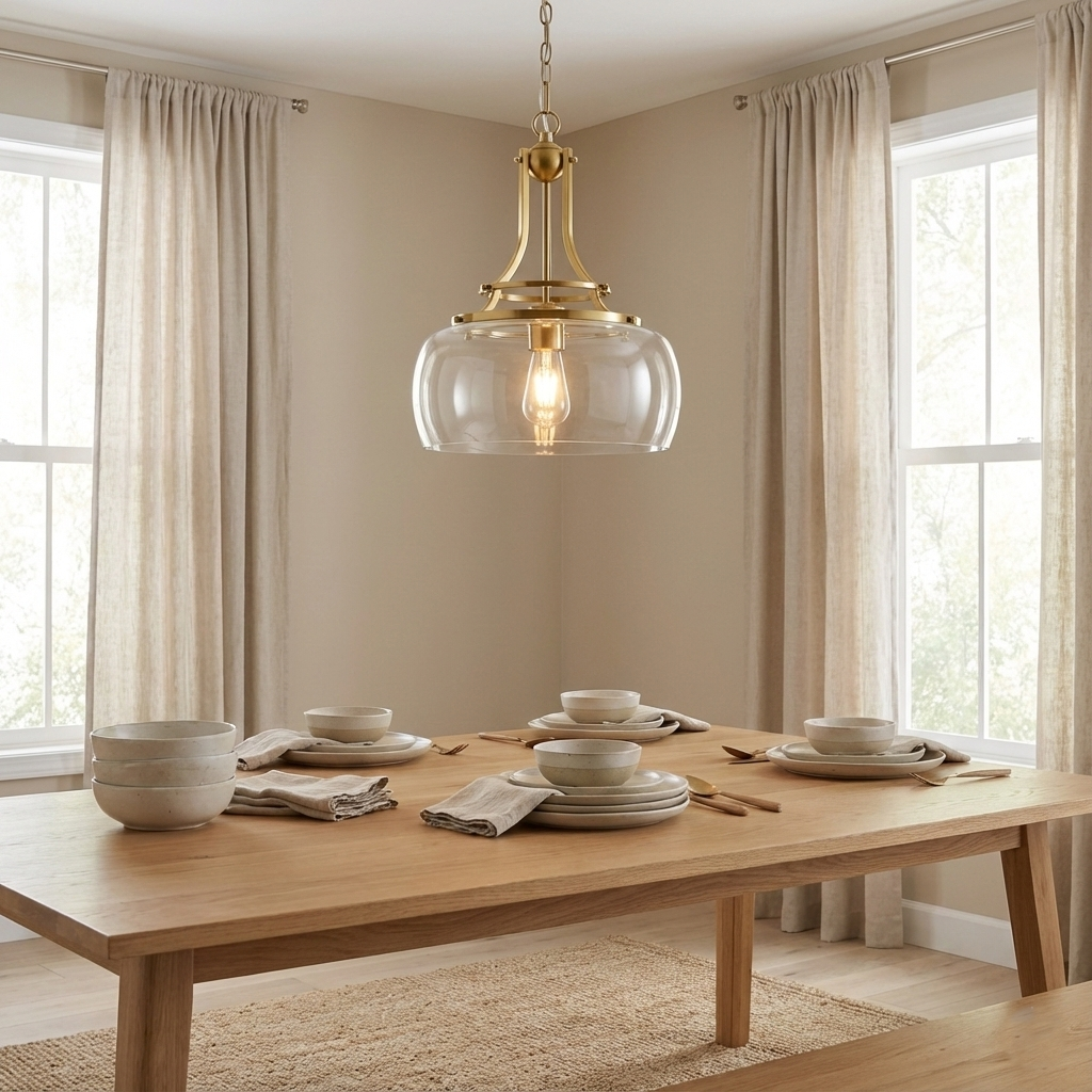 Aurielle Brushed Gold Clear Glass Pendant Light