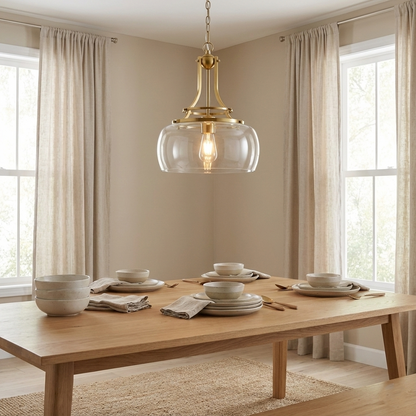 Aurielle Brushed Gold Clear Glass Pendant Light