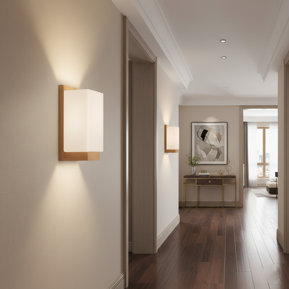 Einar Nordic Wood Glass Wall Lamp