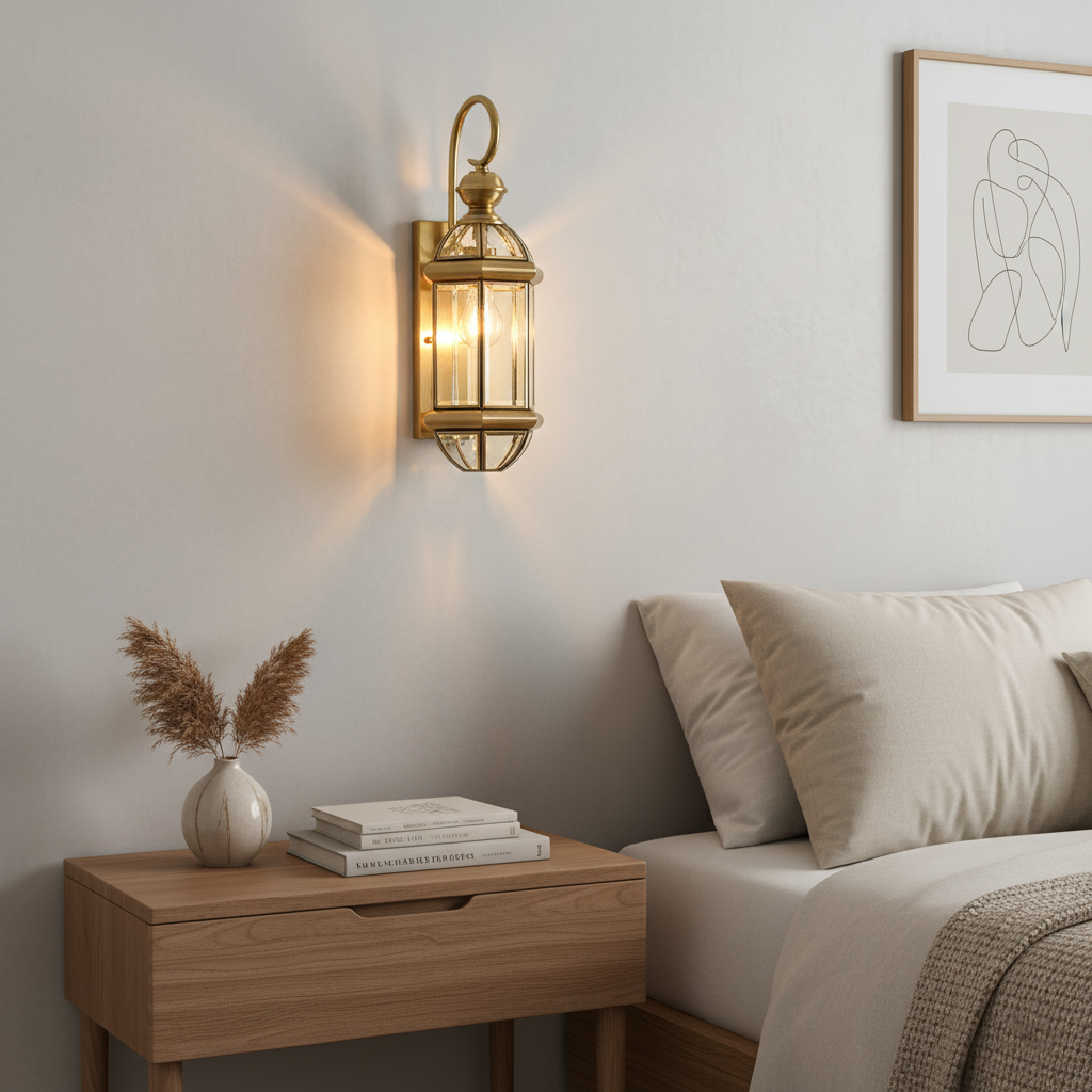 Lampada da parete esterna retro europea in ottone IP65 impermeabile