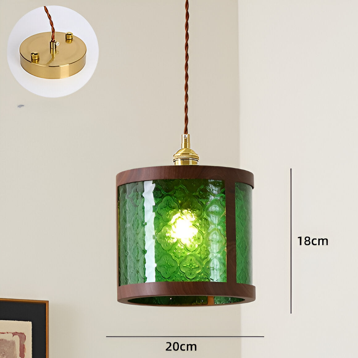 Lustre rétro français en noyer, lampe suspendue de style médiéval