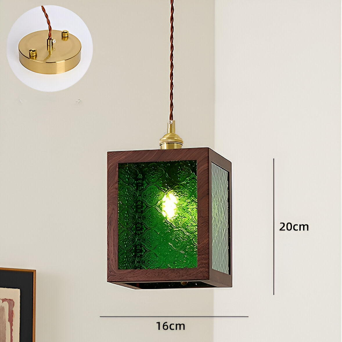 Lustre rétro français en noyer, lampe suspendue de style médiéval