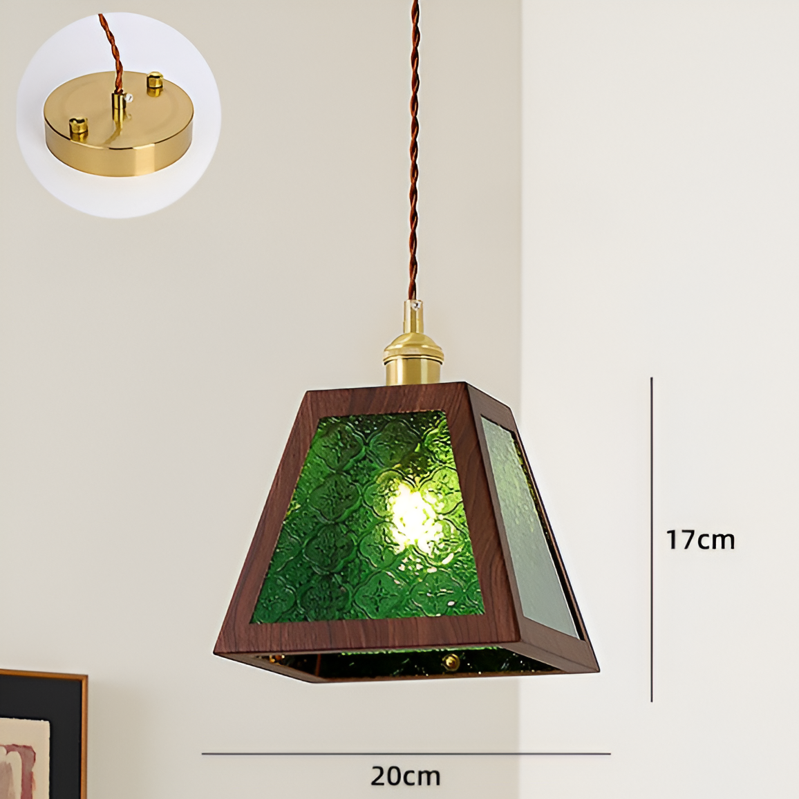 Lustre rétro français en noyer, lampe suspendue de style médiéval