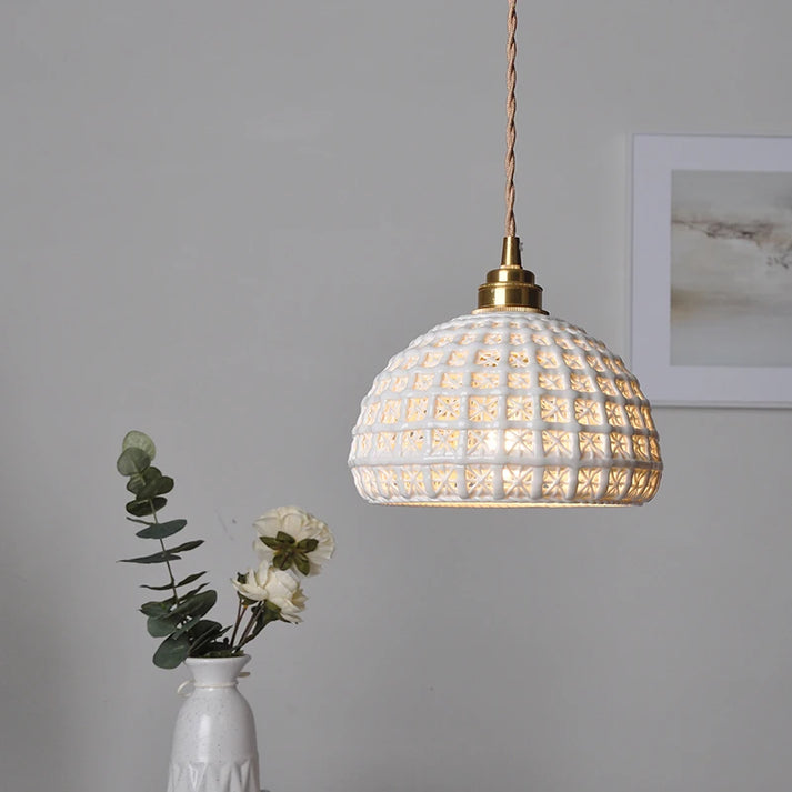 Nordic Brass Ceramic LED Pendant Light