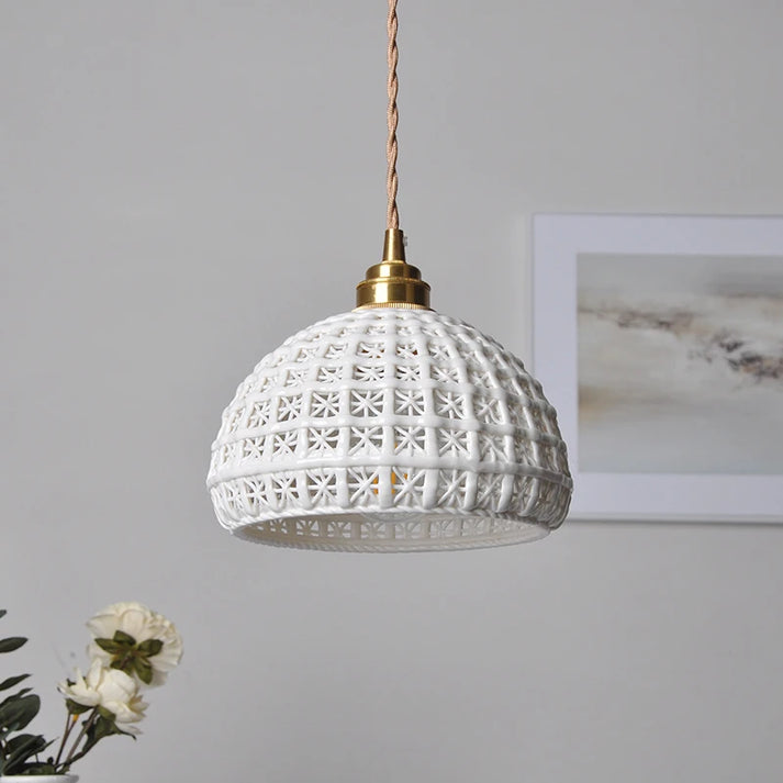 Lampadario LED in ceramica e ottone nordico