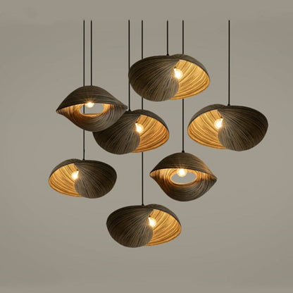 Thai Bamboo Shell Pendant Lamp