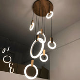 Ylva ring chandelier with round wood canopy