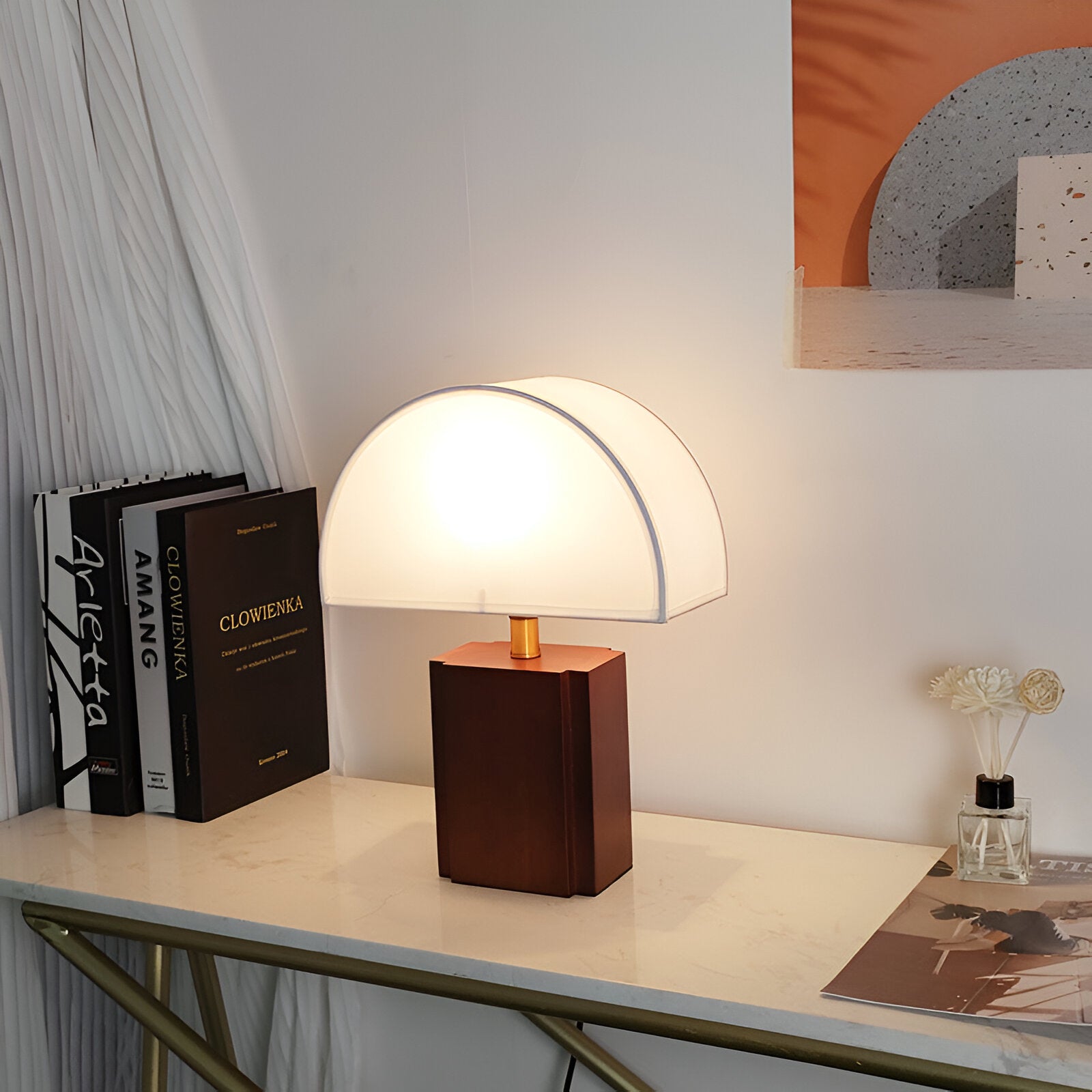 Lampe de table en style Wabi Sabi demi-lune