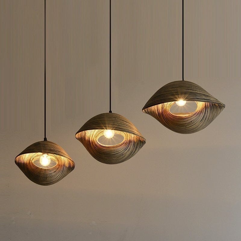 Thai Bamboo Shell Pendant Lamp