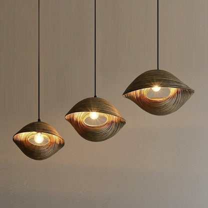 Thai Bamboo Shell Pendant Lamp