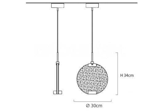 Lampe à pendentif Horo en cadre en laiton