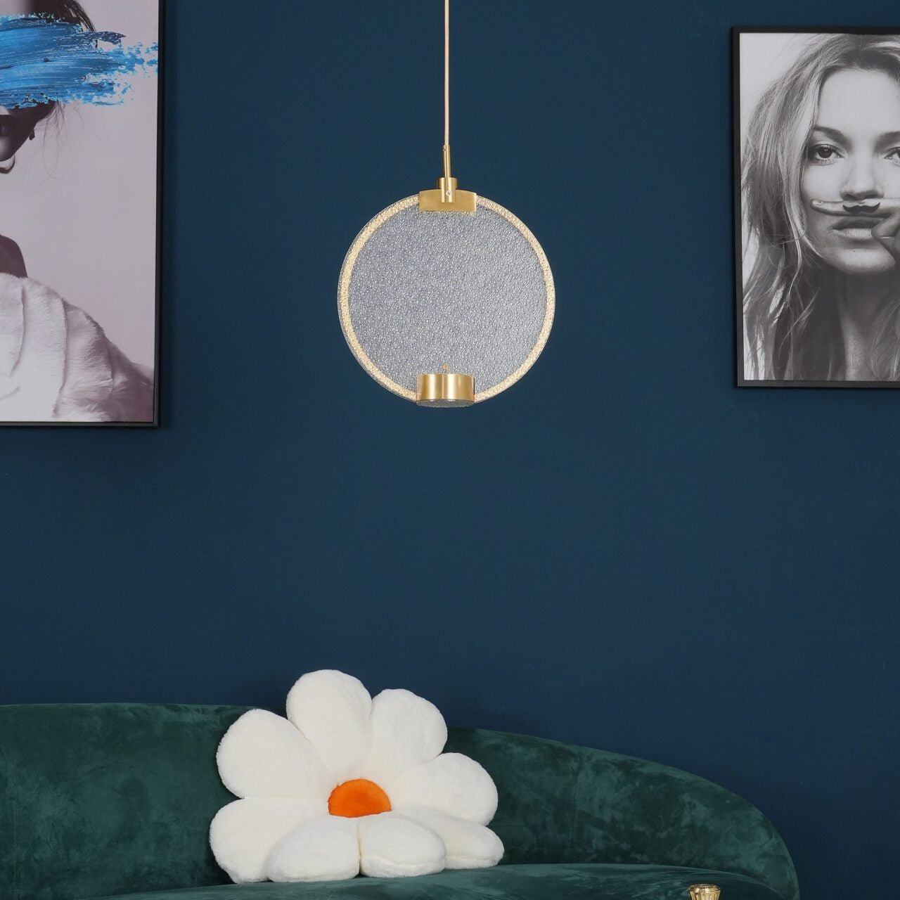 Lampe à pendentif Horo en cadre en laiton