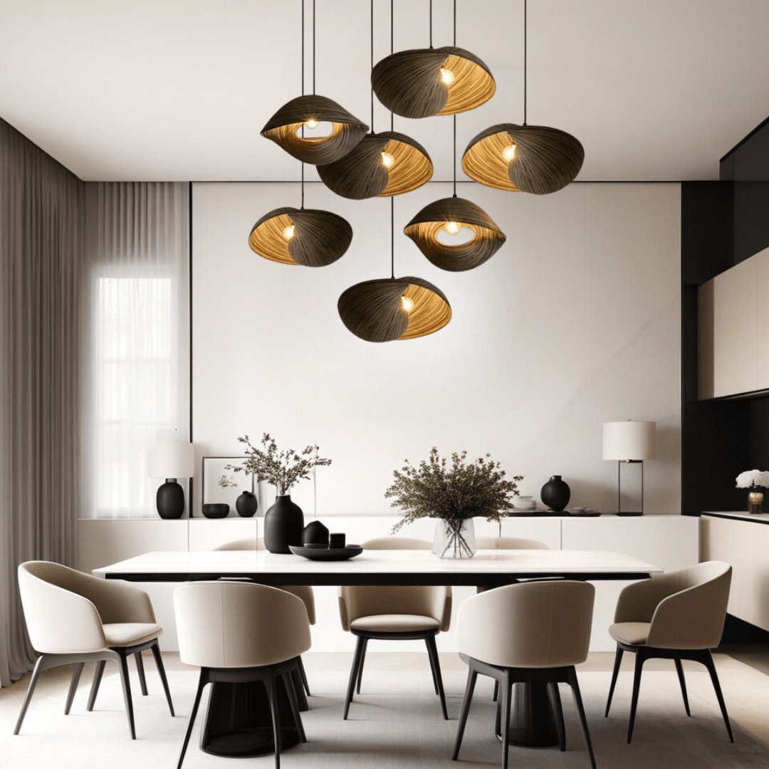 Thai Bamboo Shell Pendant Lamp