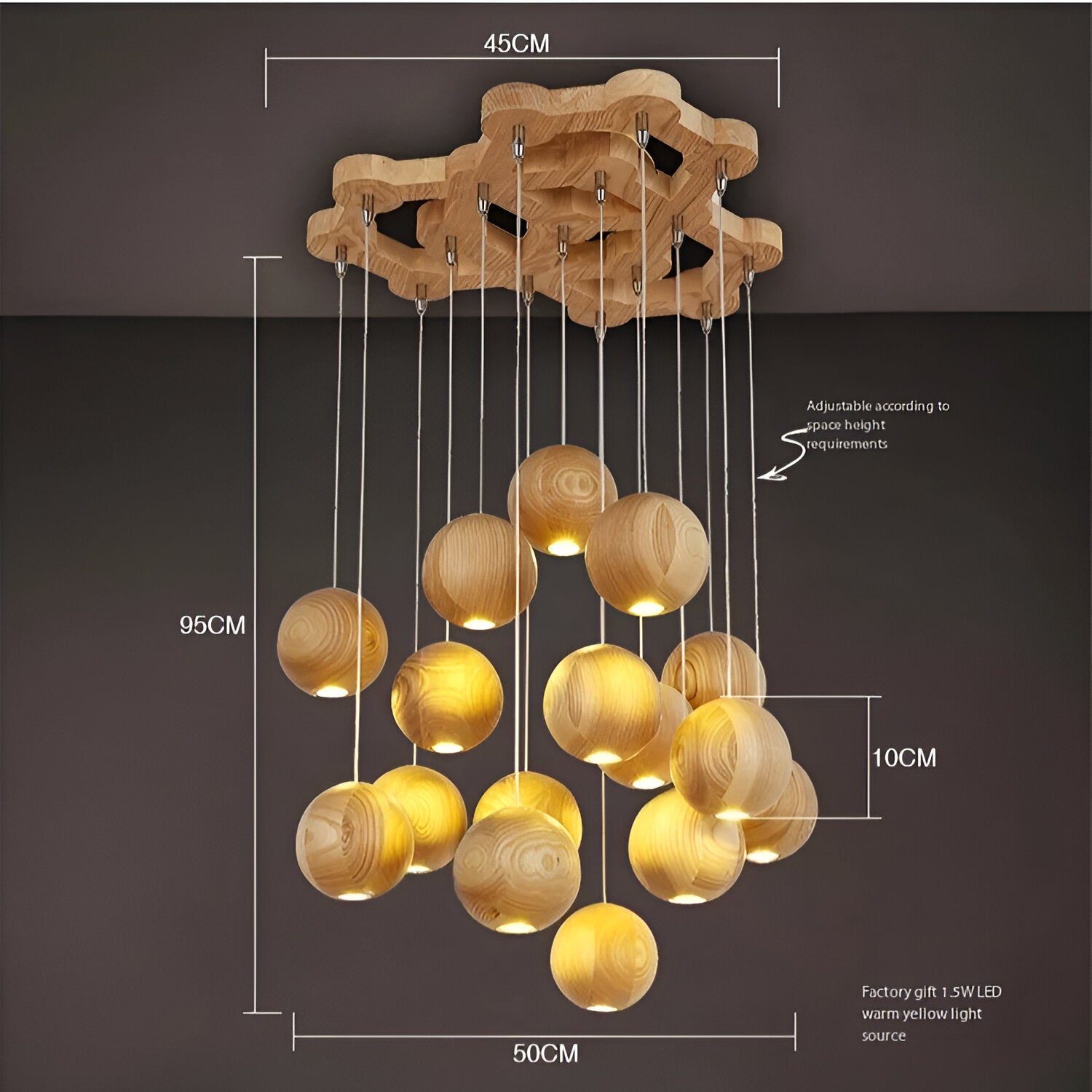 Nordic Natural Wood Milliere LED Pendant Light