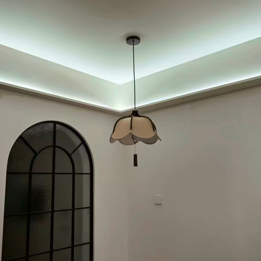 Lampe pendentif en forme de fleur en tissu Wabi Sabi japonais moderne