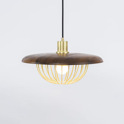 Lampe à suspension Kasa en métal et bois nordique