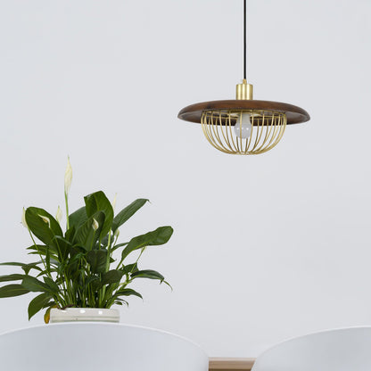 Lampe à suspension Kasa en métal et bois nordique