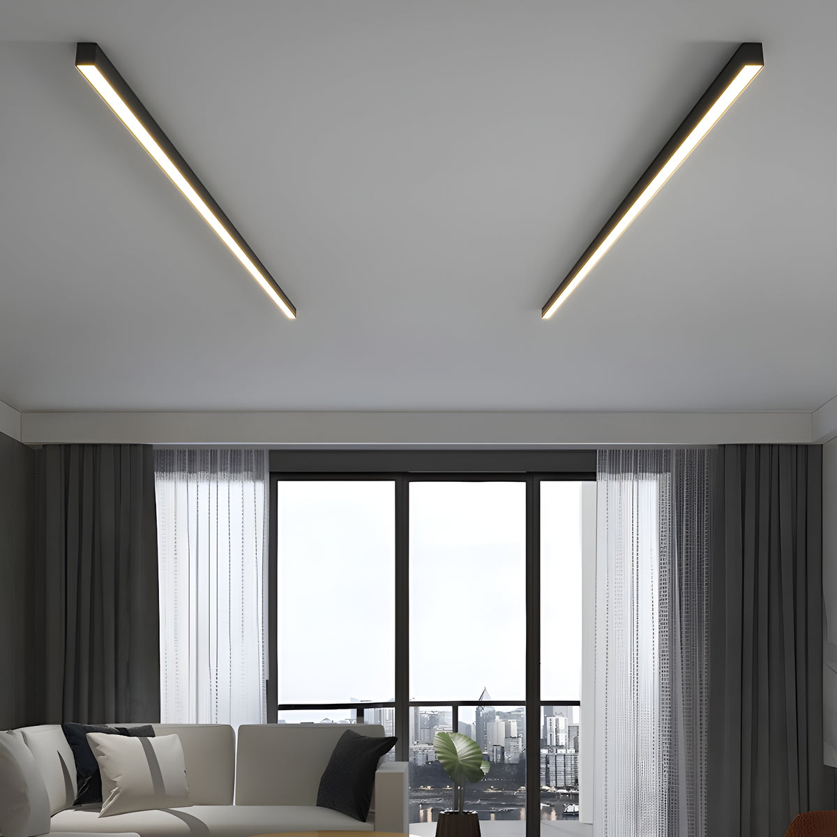 Althea Nordic Linear Aluminium Acrylic LED Ceiling Light