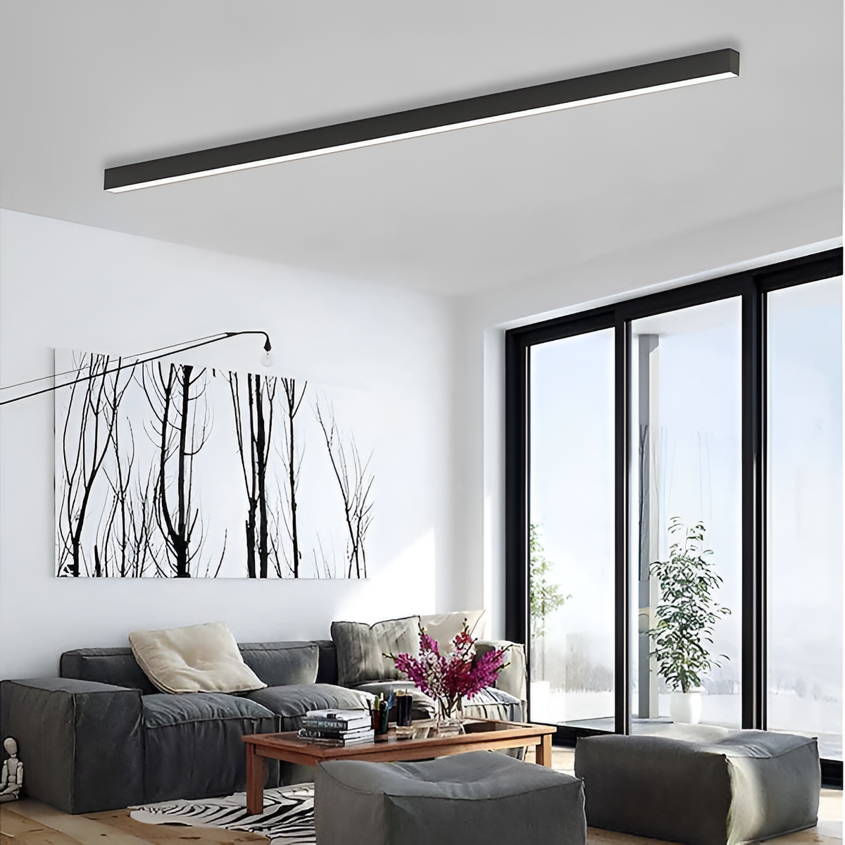 Althea Nordic Linear Aluminium Acrylic LED Ceiling Light