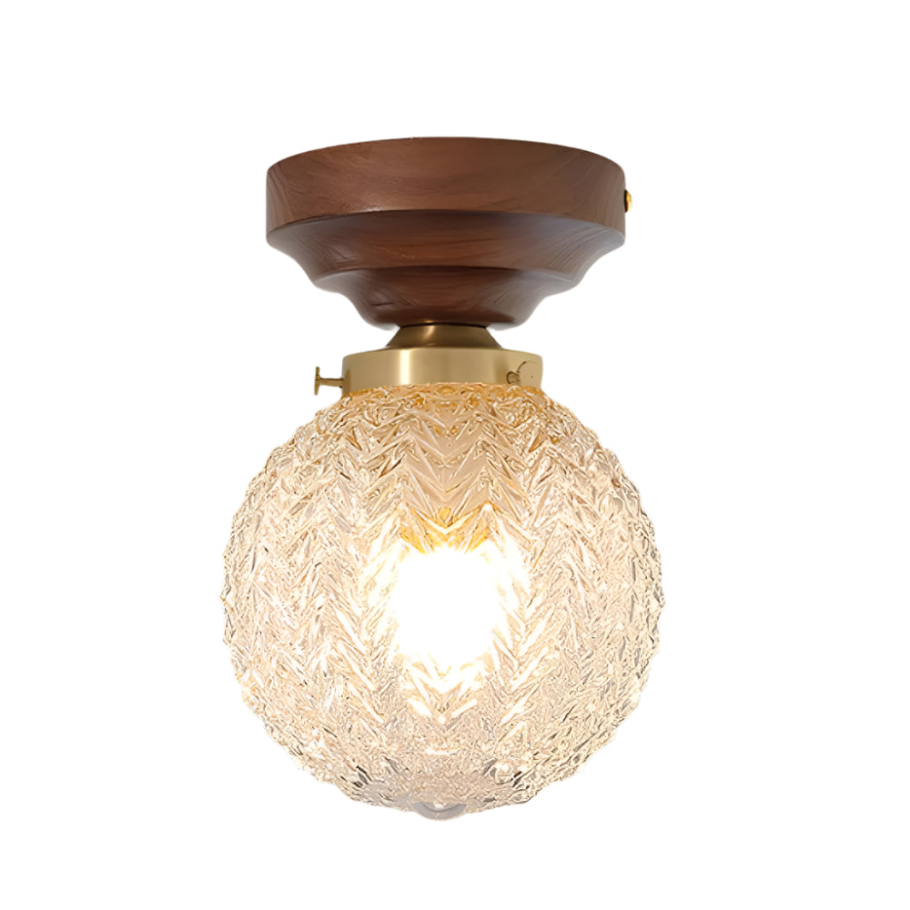 Lampe de plafond sphérique Lumidora en verre sculpté de style rétro