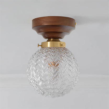 Retro Style Carved Glass Spherical Lumidora Ceiling Lamp