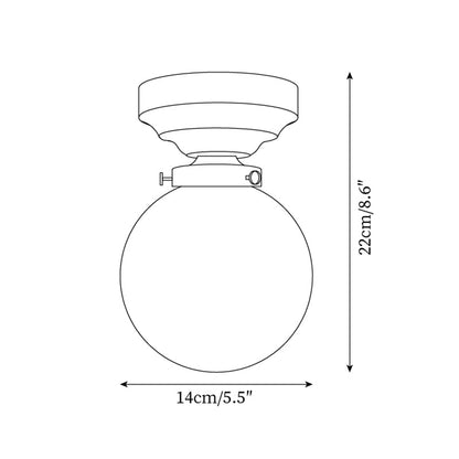 Lampe de plafond sphérique Lumidora en verre sculpté de style rétro