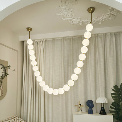 Pearl Necklace Japandi Acrylic Brass Chandelier