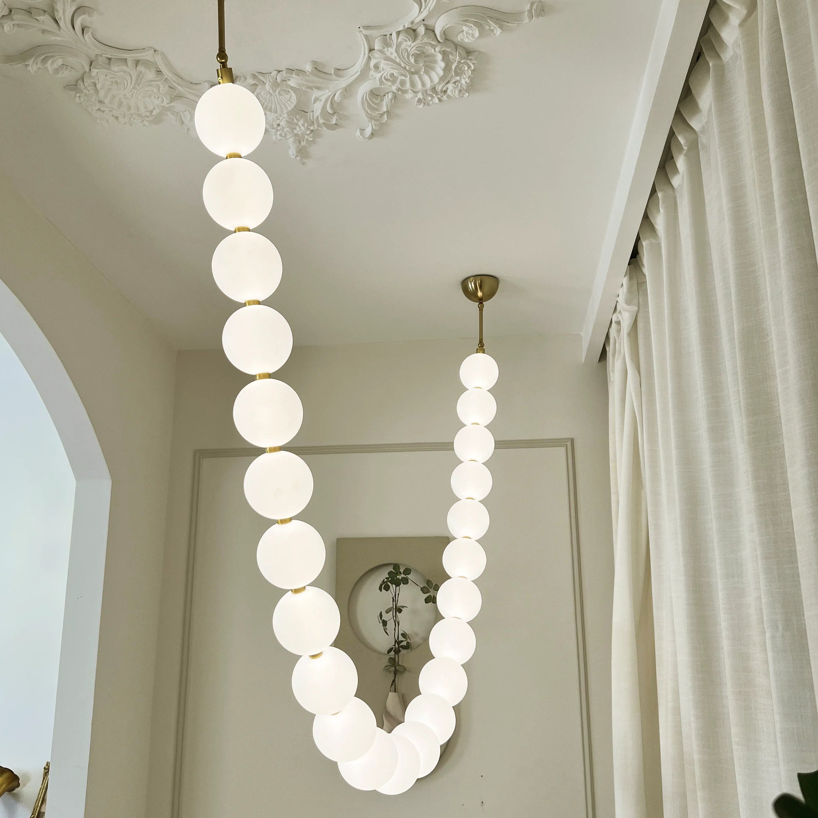 Pearl Necklace Japandi Acrylic Brass Chandelier