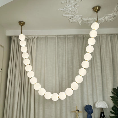 Pearl Necklace Japandi Acrylic Brass Chandelier