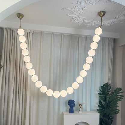 Pearl Necklace Japandi Acrylic Brass Chandelier