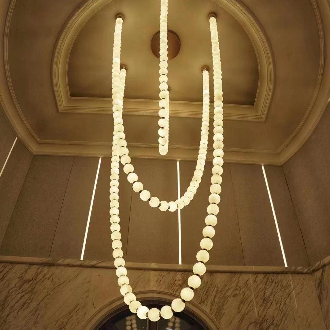 Pearl Necklace Japandi Acrylic Brass Chandelier