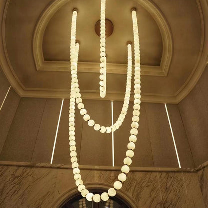 Pearl Necklace Japandi Acrylic Brass Chandelier