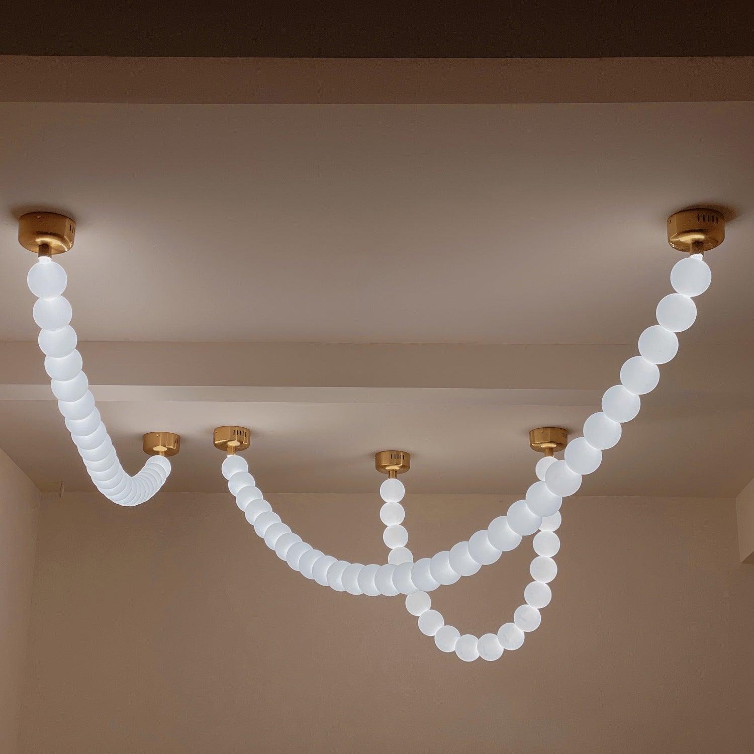 Pearl Necklace Japandi Acrylic Brass Chandelier