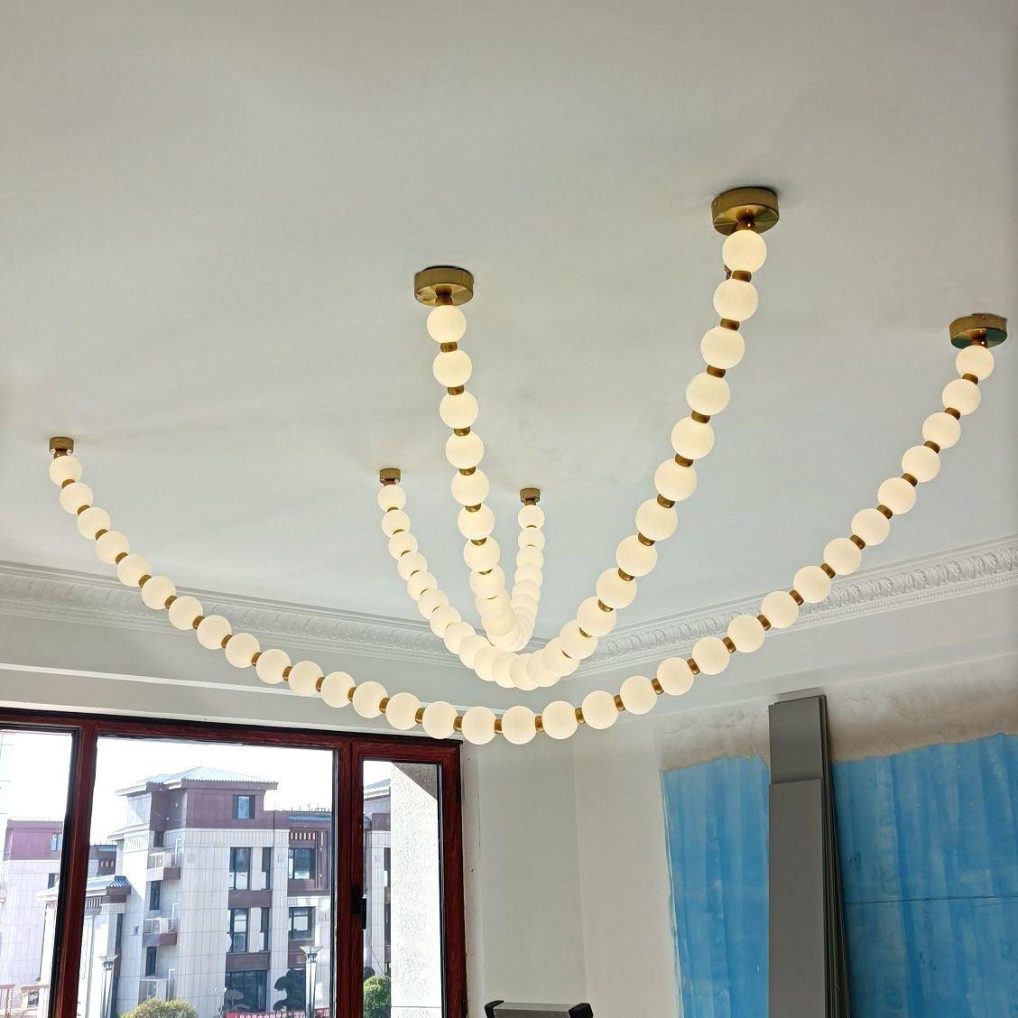 Pearl Necklace Japandi Acrylic Brass Chandelier