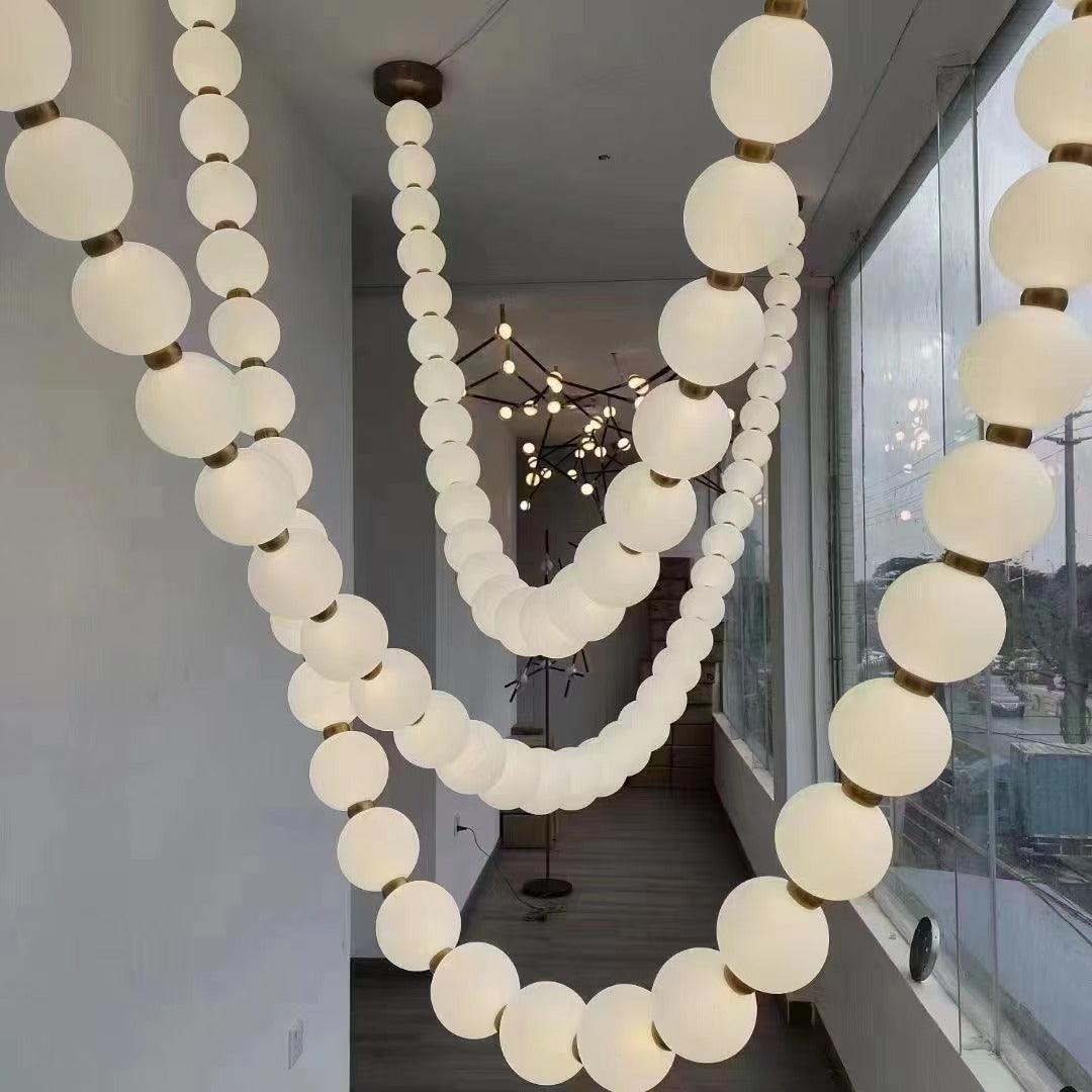 Pearl Necklace Japandi Acrylic Brass Chandelier