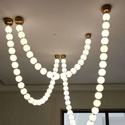 Pearl Necklace Japandi Acrylic Brass Chandelier