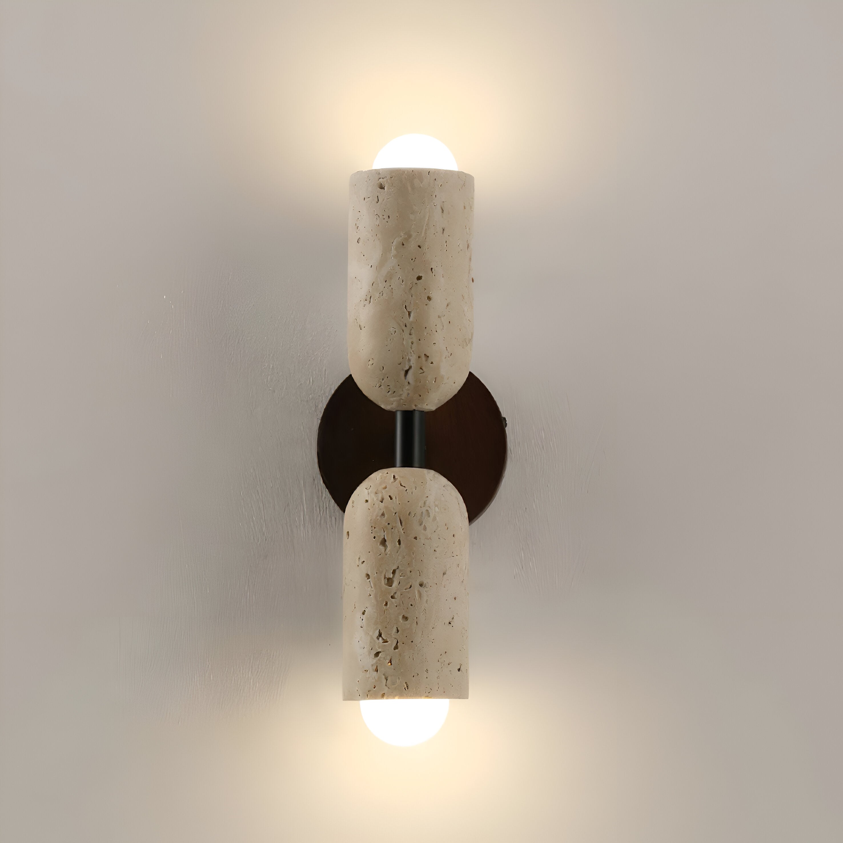Merrill Travertine and Wood LED Wall Light