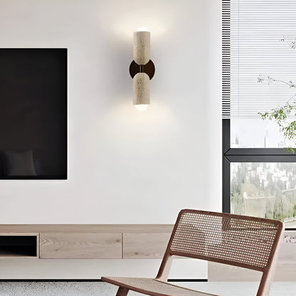 Merrill Travertine and Wood LED Wall Light