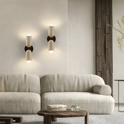 Merrill Travertine and Wood LED Wall Light