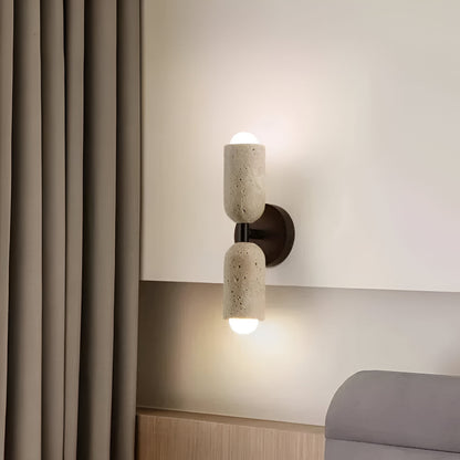 Merrill Travertine and Wood LED Wall Light