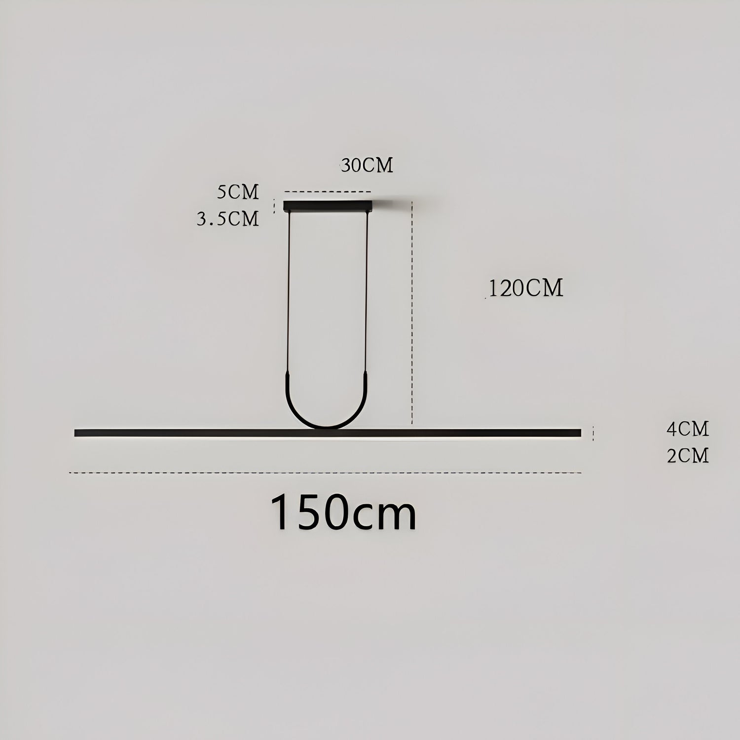 Minimalist Acrylic U-Shaped Linear LED Pendant Light