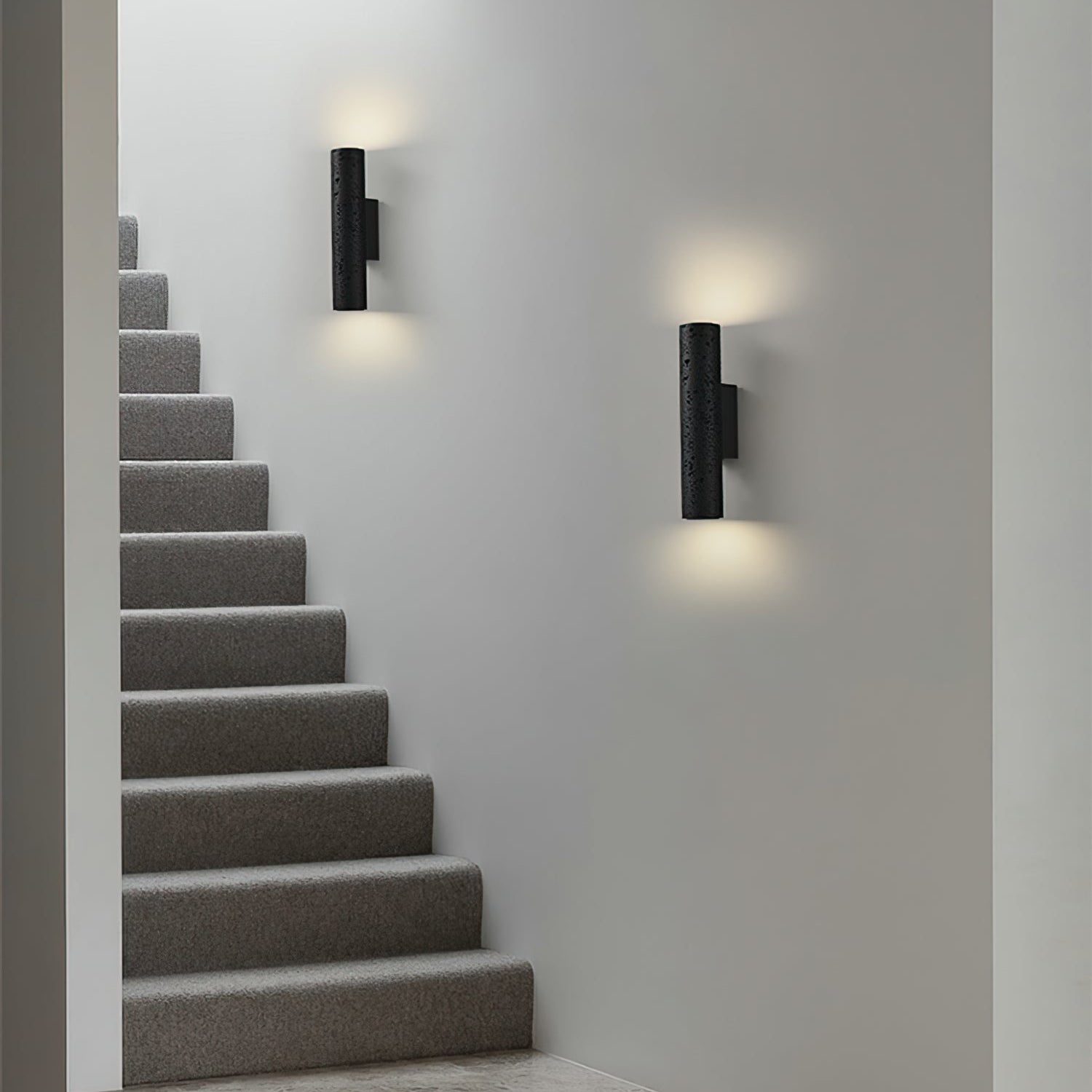 Minimalist Black Travertine Tube Wall Light