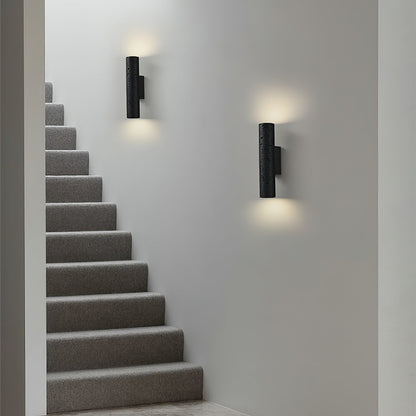 Minimalist Black Travertine Tube Wall Light