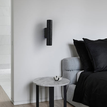Minimalist Black Travertine Tube Wall Light