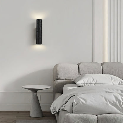 Minimalist Black Travertine Tube Wall Light