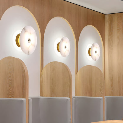 Modern Luxury Round Marble Alabaster Wall Lamp