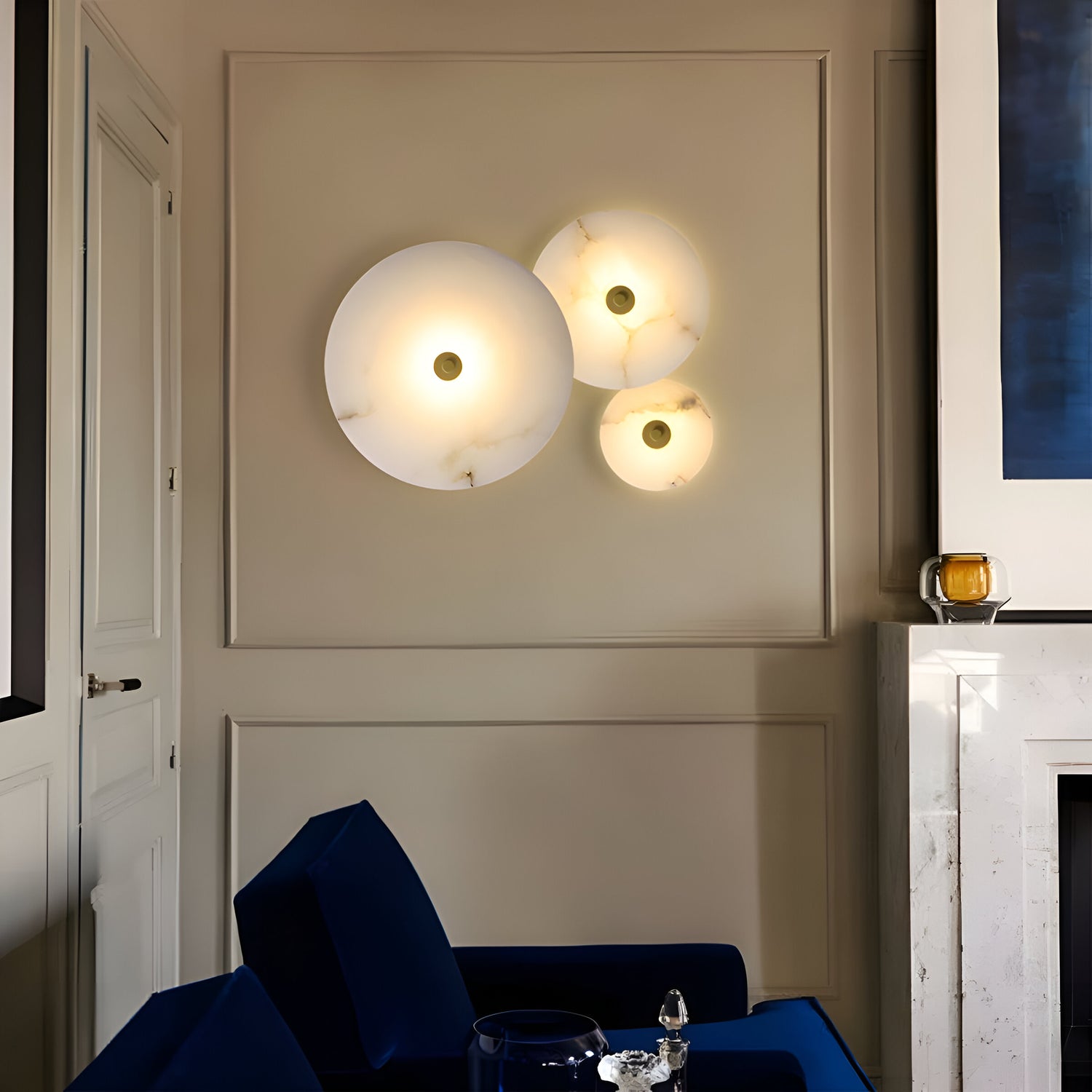 Modern Luxury Round Marble Alabaster Wall Lamp