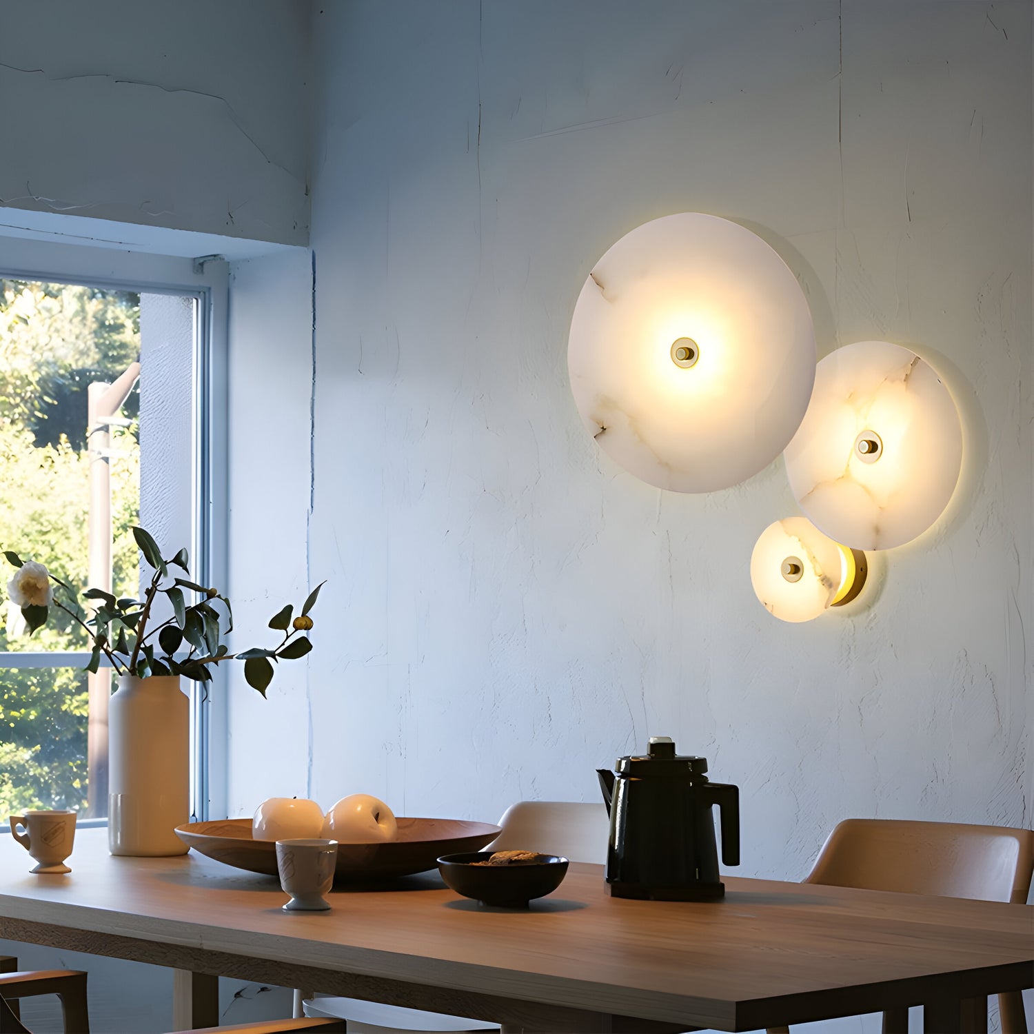 Modern Luxury Round Marble Alabaster Wall Lamp