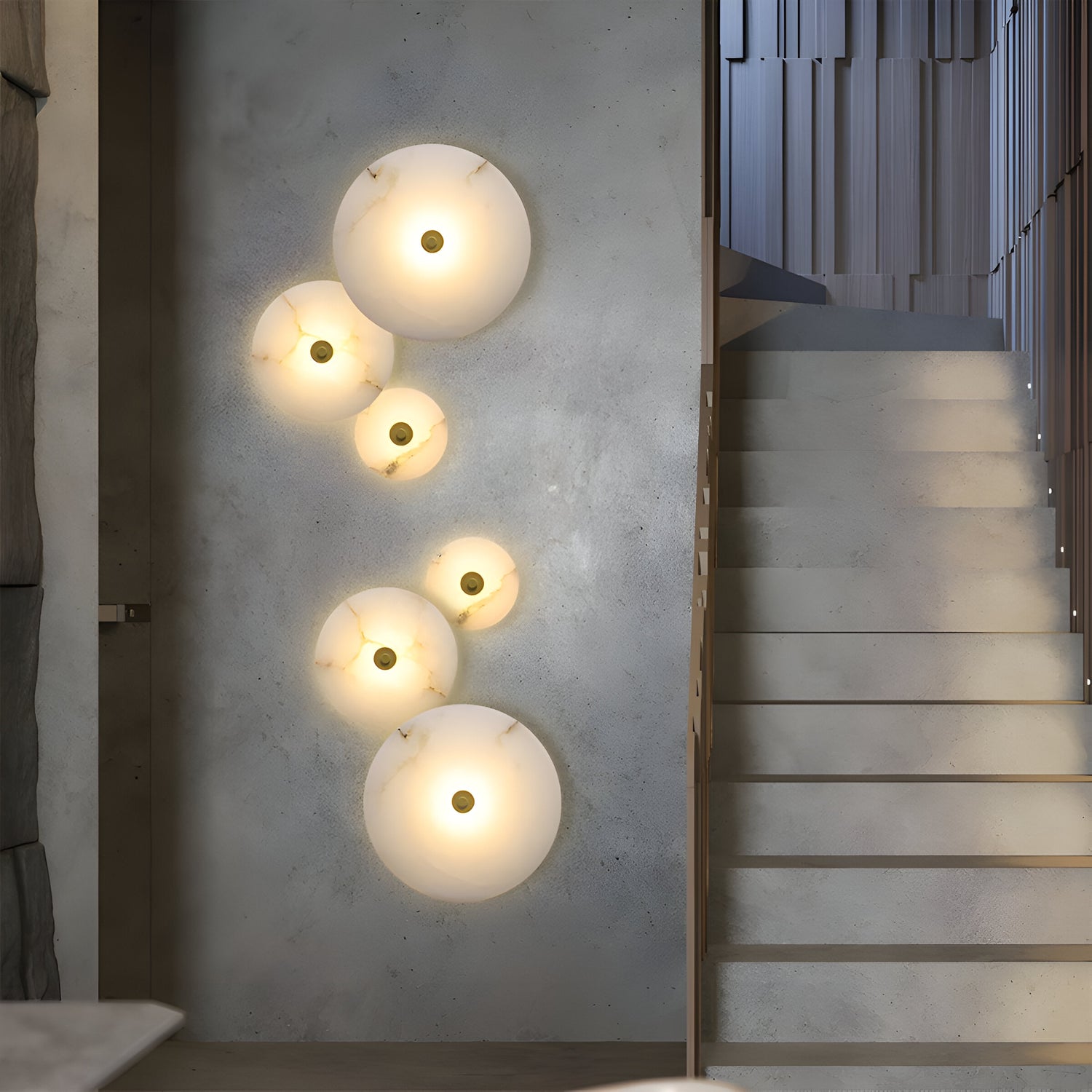 Modern Luxury Round Marble Alabaster Wall Lamp