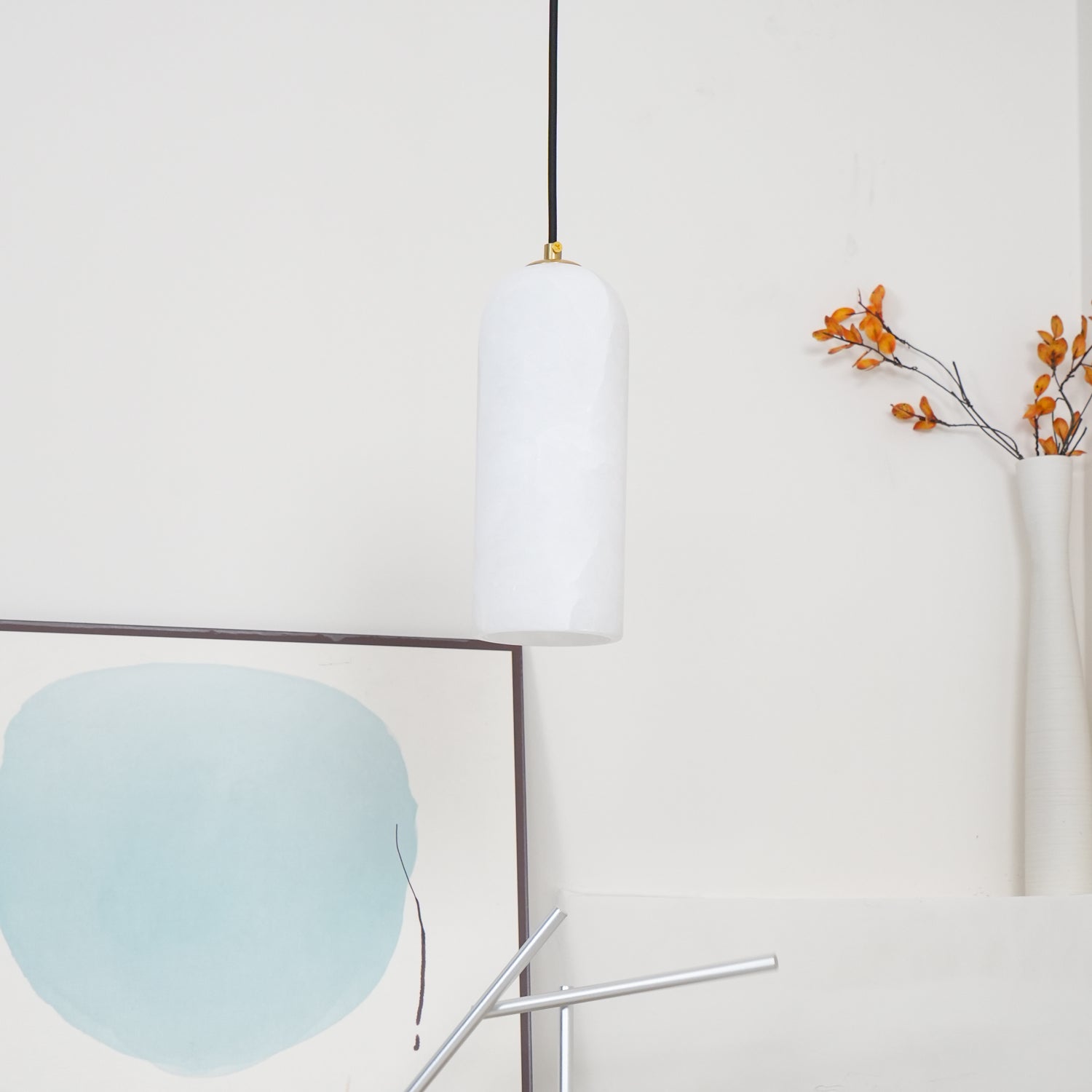 Mid-Century Alabaster Modern Monty Pendant Light